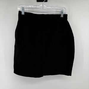 Vintage 100% Suede Leather Don't Stop Classics Black Mini Skirt Size 13/14